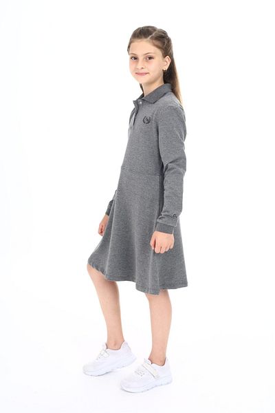 Toontoy Girls' Polo Neck Snap Fastener Printed Dress