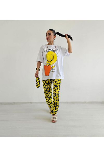 6 butik altı üstü butik Set pijamale Tweety cu picioare largi