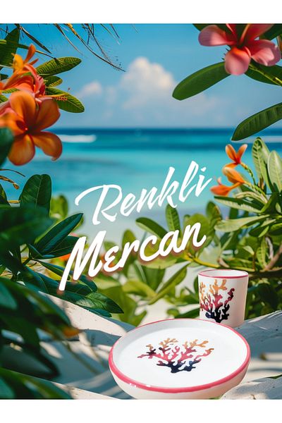 Ganita home 100 Cc Double Size - Colorful Coffee Cup and Coral Marine 2 Piece Set