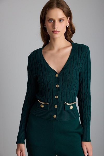 JOIN US Handcrafted Chain Detailed Hair Braided Cardigan