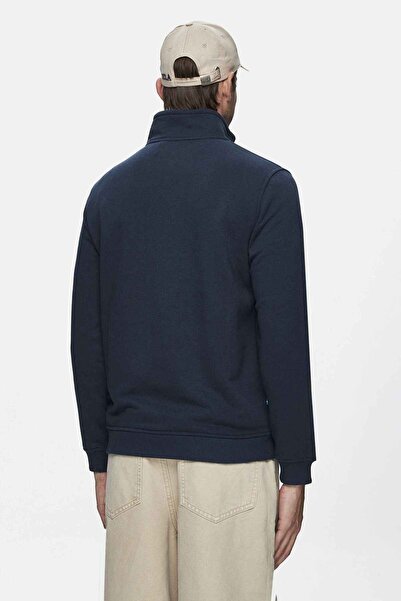 UCLA Ανδρικό φούτερ Leon Navy Blue με μισό φερμουάρ γιακά με κέντημα Standard Fit