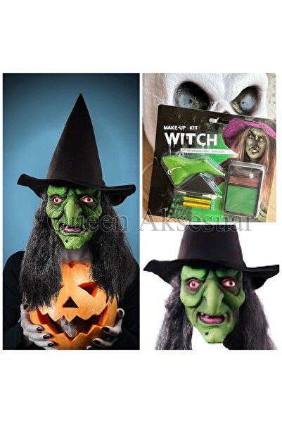 QUEEN AKSESUAR ithal Helloween cadılar Partisi cadı yapma model yüz korku mak...