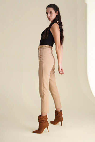 AYAKKABI PRENSİ Дамски ботуши и ботуши Ricki Gusseted от велур, 8 см, кафяви, с висок ток