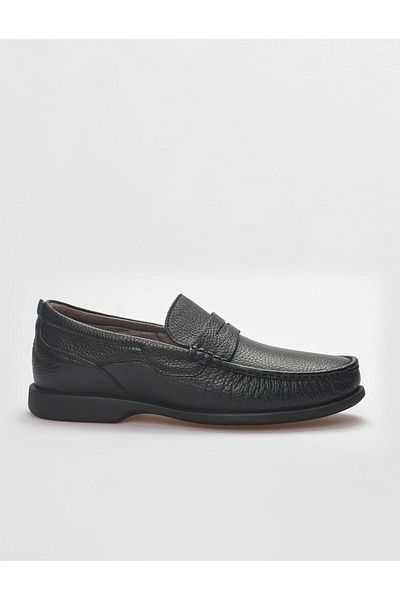 Cabani Black Genuine Leather Men's Casual Shoes