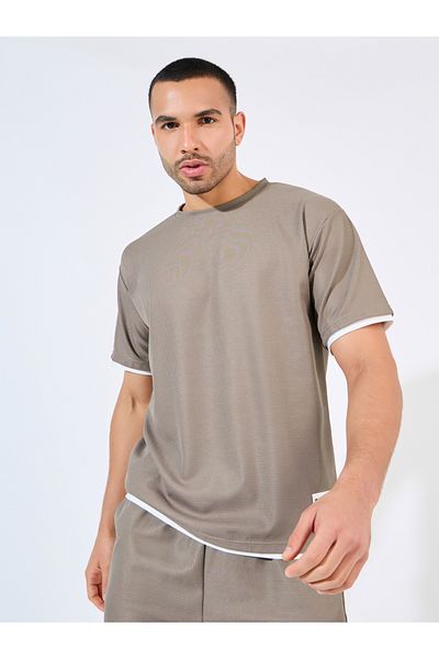 Styli Waffle Knit Oversized Badge T-Shirt & Shorts Co-Ords