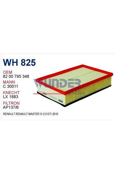 WUNDER FILTER Renault Master Iii 2010 Air Filter - Icon Group Wh 825
