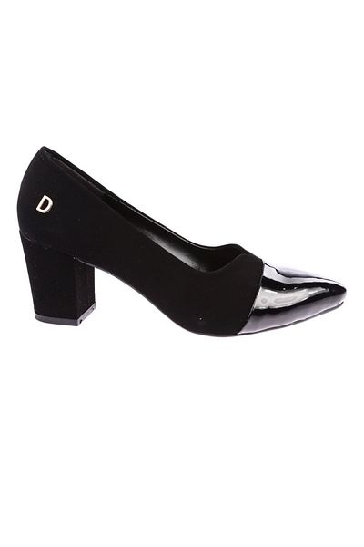DGN Pointed Toe Heeled Shoes Black Velvet 7132328