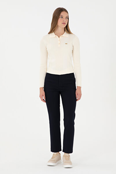 U.S. Polo Assn. Kadın Lacivert Carrot Hight Waist Fit Kanvas Pantolon 50298544-VR033