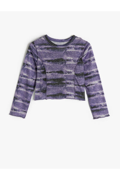 Koton Langärmliges T-Shirt mit Rundhalsausschnitt und detaillierten Nähten