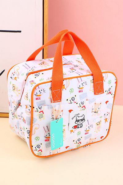 YOYOSO Orange Square Carry Food - Thermal Insulated Lunch Box with Cheerful Animal Figure