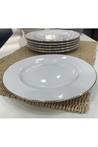 Eren Çini Seramiği طقم 6 كعك بورسلين وكعك مذهّب - 21 سم