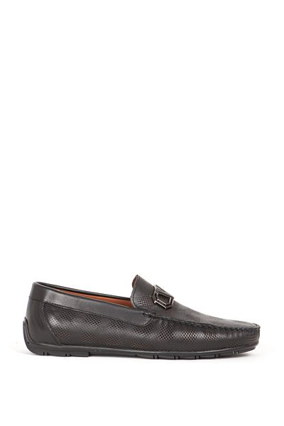 MARCOMEN Black Genuine Leather Men's Loafer - Buckle, Casual 19389