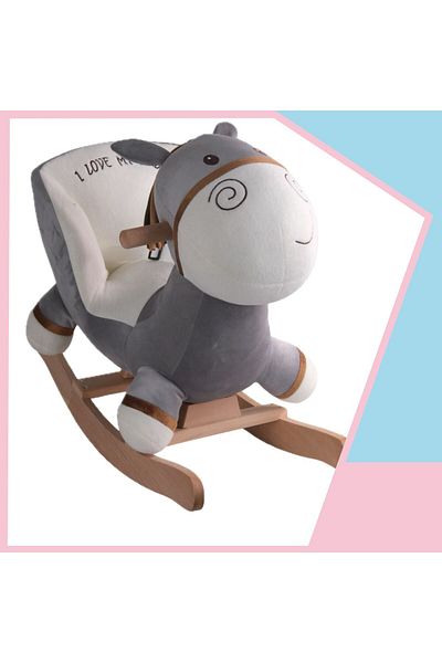 Dada Toys Sallanan Filled Horse Plush Rocker 60 cm Gray-White Hnzrn