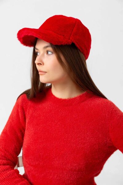 REMSA Red Women's Plush Cap Hat - Rkş-06