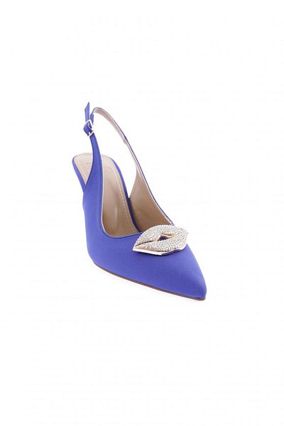 DGN Pantofi de damă cu cureaua la gleznă cu cataramă argintie cu toc subțire Blue Scuba 21212821