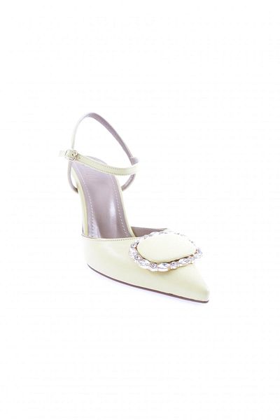 DGN Pantofi de damă cu cataramă de cristal cu toc subțire, galbeni 21162821