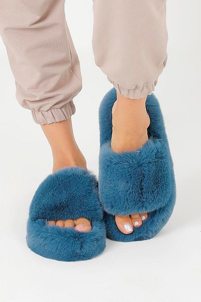 Beyond Papuci de casă pentru femei Petrol Blue Extra Soft - 3cm BYND01