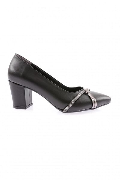 DGN Pantofi cu toc cu detaliu în dungi de piatră pentru femei Laser negru 217292328