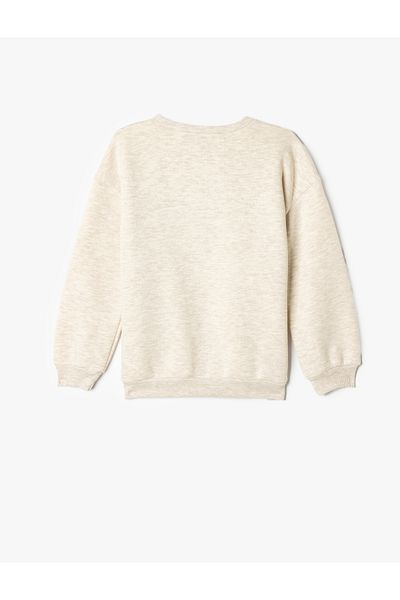 Koton Bicycle Printed Raised Long Sleeve Sweatshirt - Crew Neck