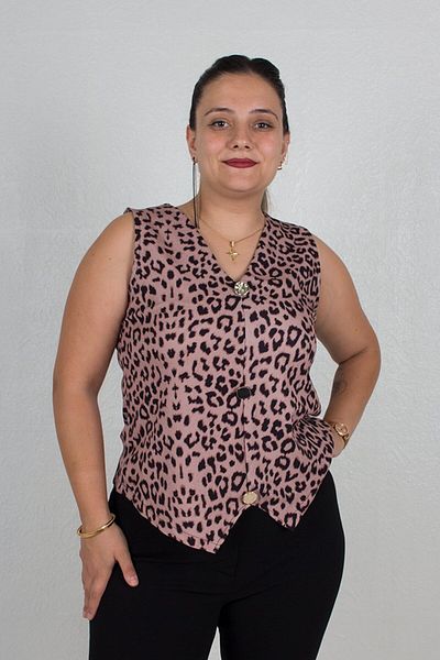 Truva XXL Leopard Print Large Size Sleeveless Vest