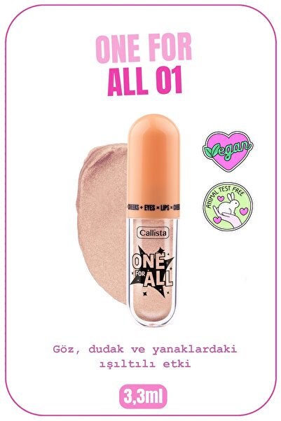 Callista One For All Eyes & Lips & Cheeks Işıltılı Likit Göz farı - 01 Daylight