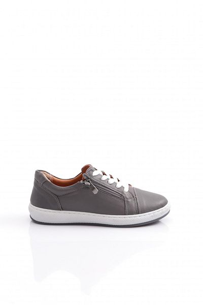 DGN Women's Lace-Up Side Zipper Detailed Comfort Shoes Gray 312523246