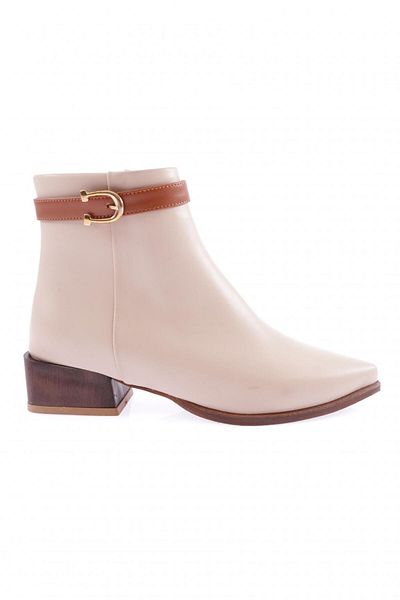 DGN Pointed Toe Ankle Belt Detailed Short Heeled Women's Boots Skin 26232722111292322