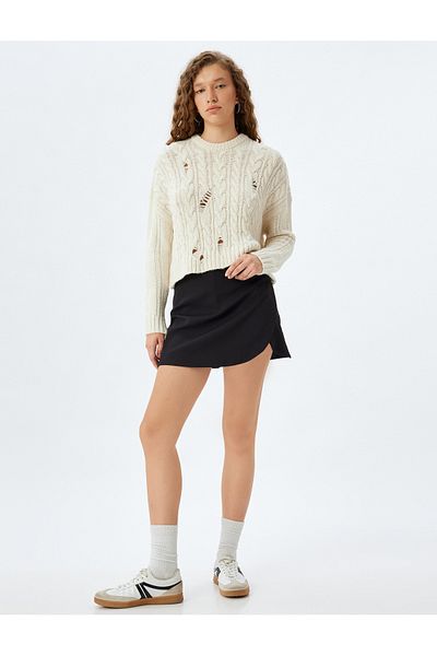Koton Pulover din tricot cu textura din tricot cu decolteu