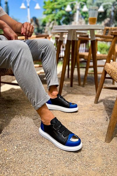 TB Terzi Bey Tb251 Gbt Mirror Furry Men's Shoes Black/Sax Blue