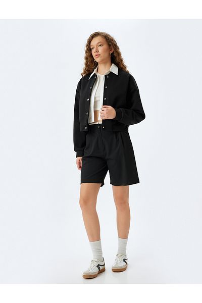 Koton Comfortable Fit Bomber Jacket with Snap Button