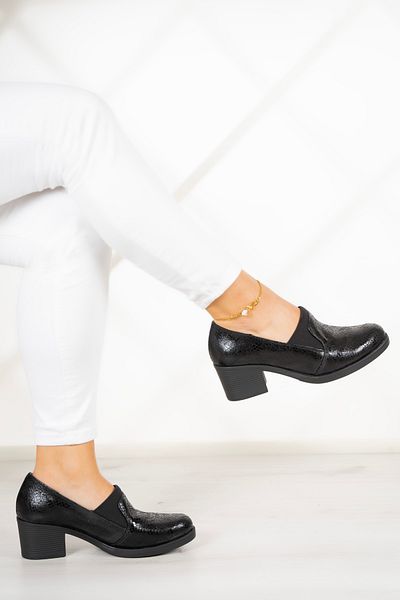 Erkan Saçmacı Pantofi casual Alizee Black Snake din piele naturală - Tocuri înalte