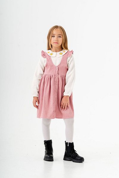 Minigimin Cicileri Set rochie și cămașă din velur pentru minutul meu roz