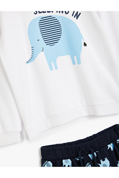 Koton Sada dětského pyžama z bavlny s dlouhým rukávem s potiskem slonů