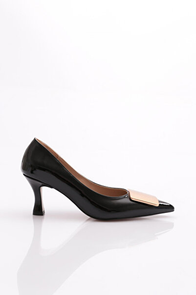 DGN 2064-22K Women's Pointed Toe Flat Metal Buckle Low Heel Shoes
