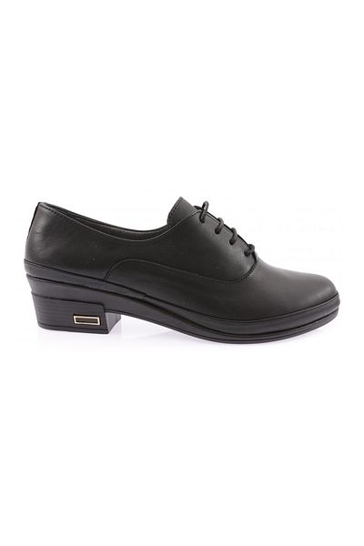 DGN Women's Lace-Up Comfort Shoes Black Genuine Leather