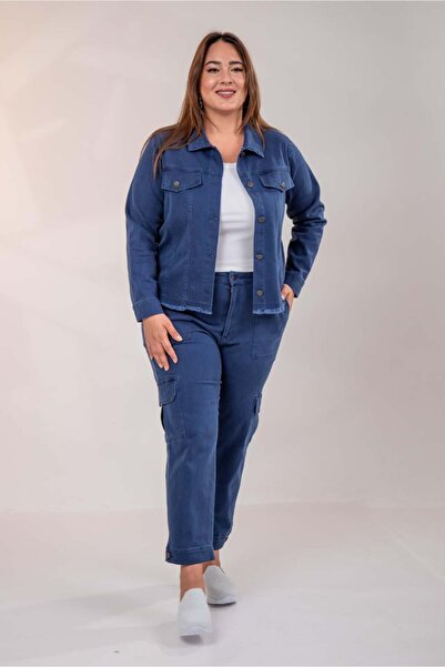 Roxxlen 1111060 Παντελόνι Cargo μεγάλου μεγέθους με τσέπες Ναυτικό μπλε