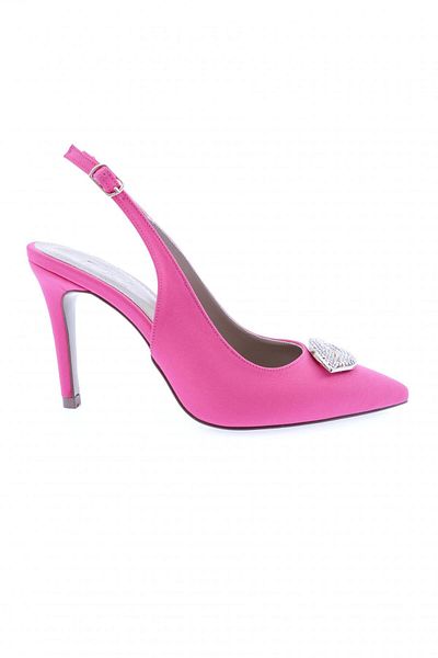DGN Pantofi de damă cu curea la gleznă cu cataramă argintie cu toc subțire Fuchsia Scuba 21212821