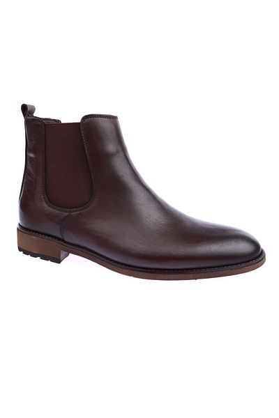 DGN Men's Sheepskin Microlite Chelsea Boots Brown Genuine Leather 6131023210