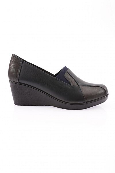 DGN Women's Wedge Sole Comfort Shoes Navy Blue Lurex Genuine Leather 71153217