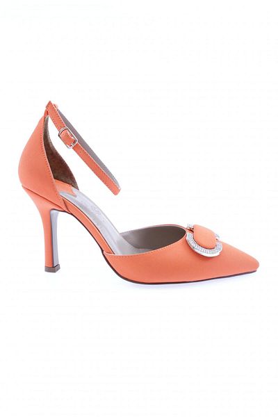 DGN Pantofi de damă cu cureaua la gleznă cu cataramă de cristal cu toc subțire Orange Scuba 31112821