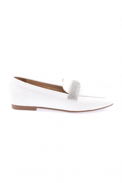 DGN Loafer de damă cu cataramă din piatră argintie albă - 61112534
