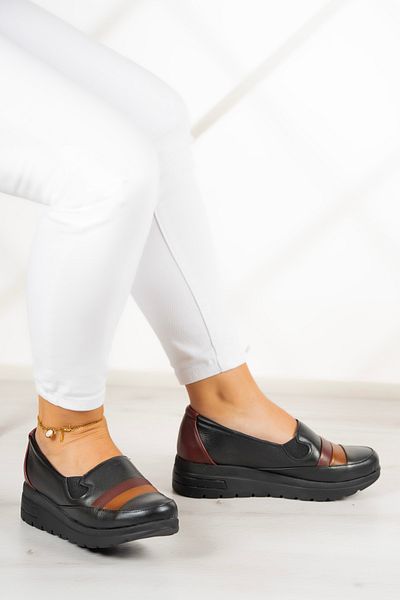 Erkan Saçmacı Pantofi Casual Avila Negru Roșu Claret Piele Naturală