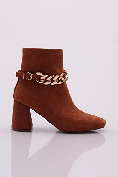 DGN Women's Heeled Boots with Chain Accessories - K405-22K Taba Suede