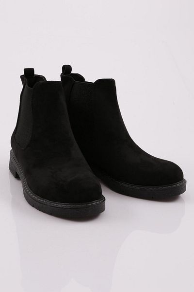 DGN Black Suede Genuine Leather Women's Chelsea Boots - 20K 9153335