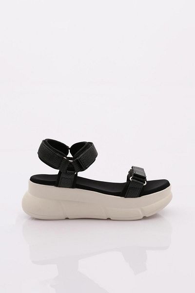 DGN Sandale negre pentru femei cu toc gros - 510563138