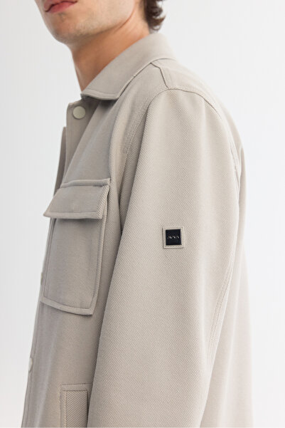 Avva Erkek Açık Gri Klasik Yaka Pamuklu Jersey Comfort Fit Gömlek Ceket A42Y2092