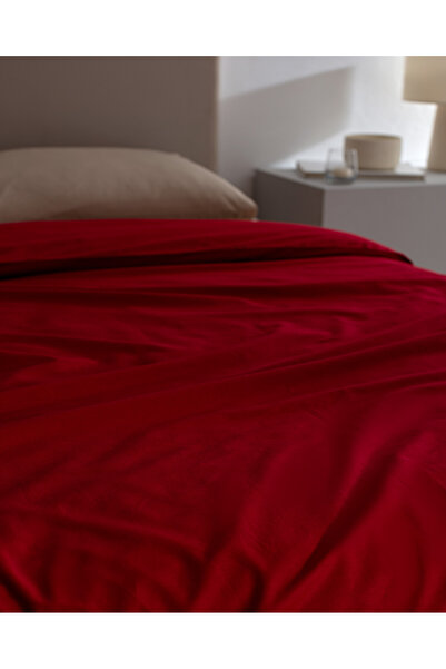 Madame Coco Manon King Size %100 Pamuk Ranforce Düz Nevresim - Kırmızı