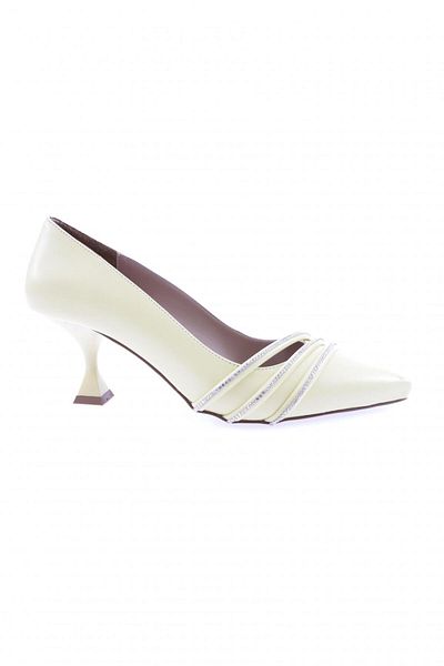 DGN Pantofi cu toc calice cu vârf ascuțit de piatră argintie pentru femei Lemon 43262821