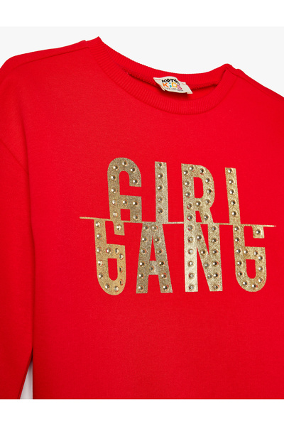 Koton Sweatshirt mit Slogan-Aufdruck, Rundhalsausschnitt, lange Ärmel, erhöht