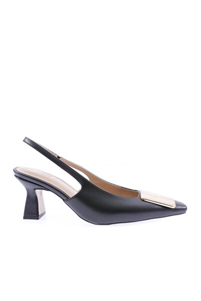 DGN Women's Blunt Toe Accessory Goblet Heeled Shoes Black Opening 311721085